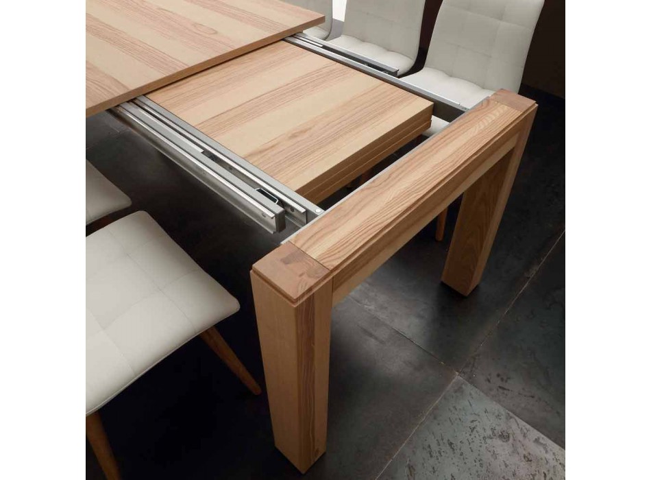 Extendable table with solid wood legs and Indiana blockboard top Viadurini
