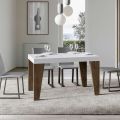 Extendable Table with Top and Base in 2 Different Finishes Made in Italy - Flower