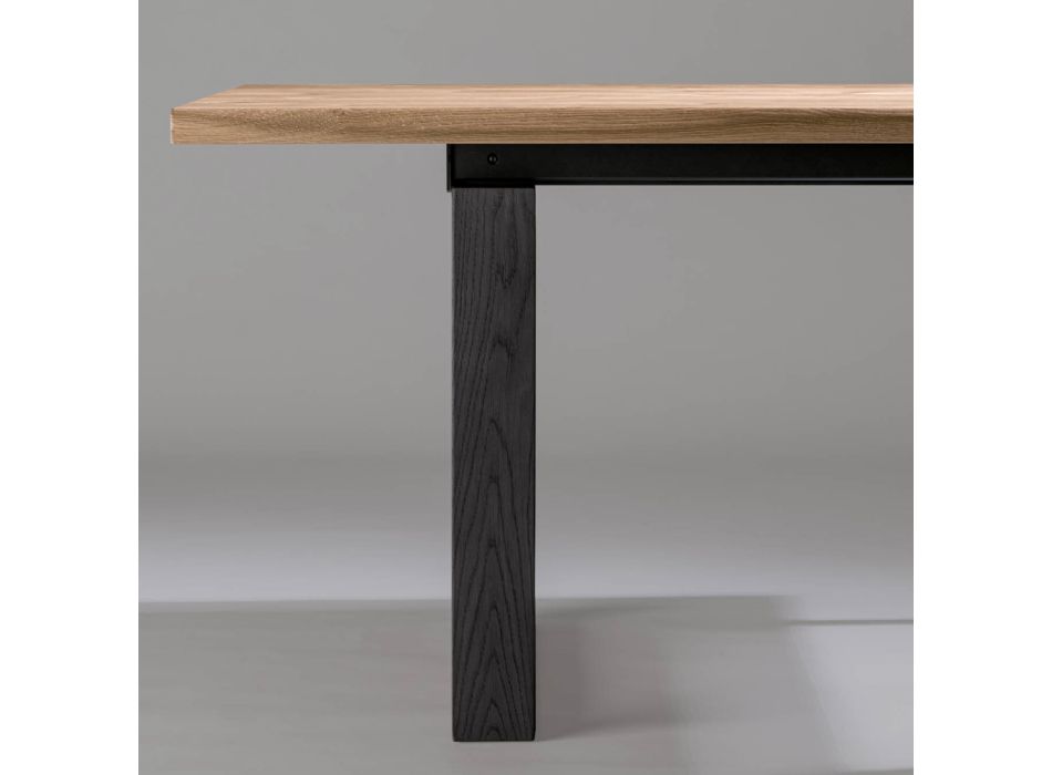 Extendable Table with Debarked Top and Edge Made in Italy - Aravis Viadurini