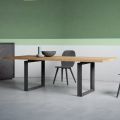 Extendable Table with Debarked Top and Edge Made in Italy - Aravis
