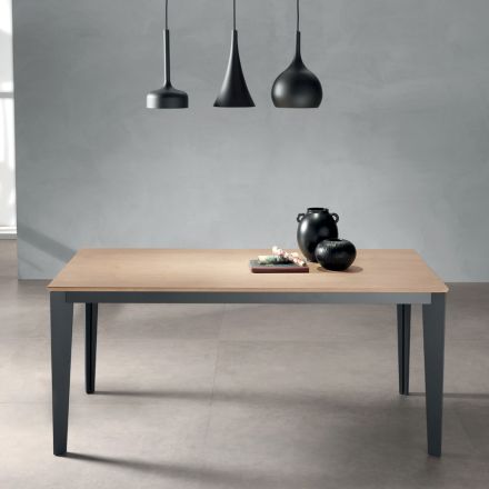Extendable Table with Natural Oak Veneer Top - Anise Viadurini