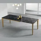 Extendable Table with Dark Marble Effect Laminate Top - Anise Viadurini
