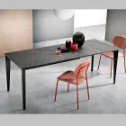 Extendable Table with Marble Melamine Top and Anthracite Legs - Ariel Viadurini