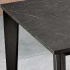 Extendable Table with Marble Melamine Top and Anthracite Legs - Ariel Viadurini