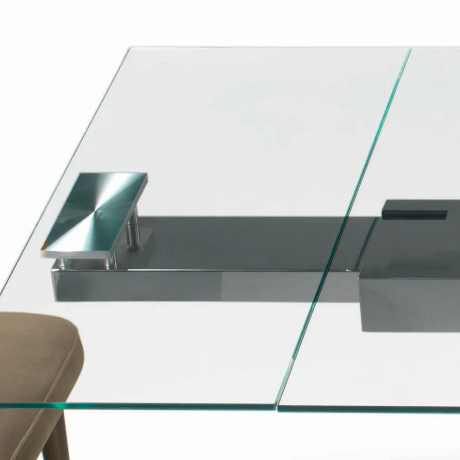Extendable Table with Glass Top Made in Italy - Equatore Viadurini