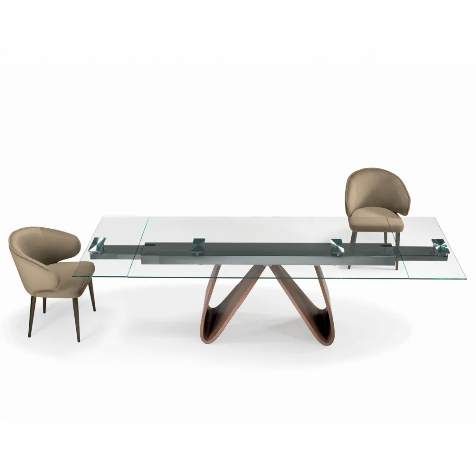 Extendable Table with Glass Top Made in Italy - Equatore Viadurini