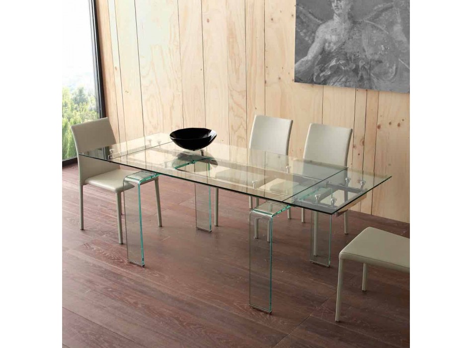 Lord extendable table with tempered glass top Viadurini