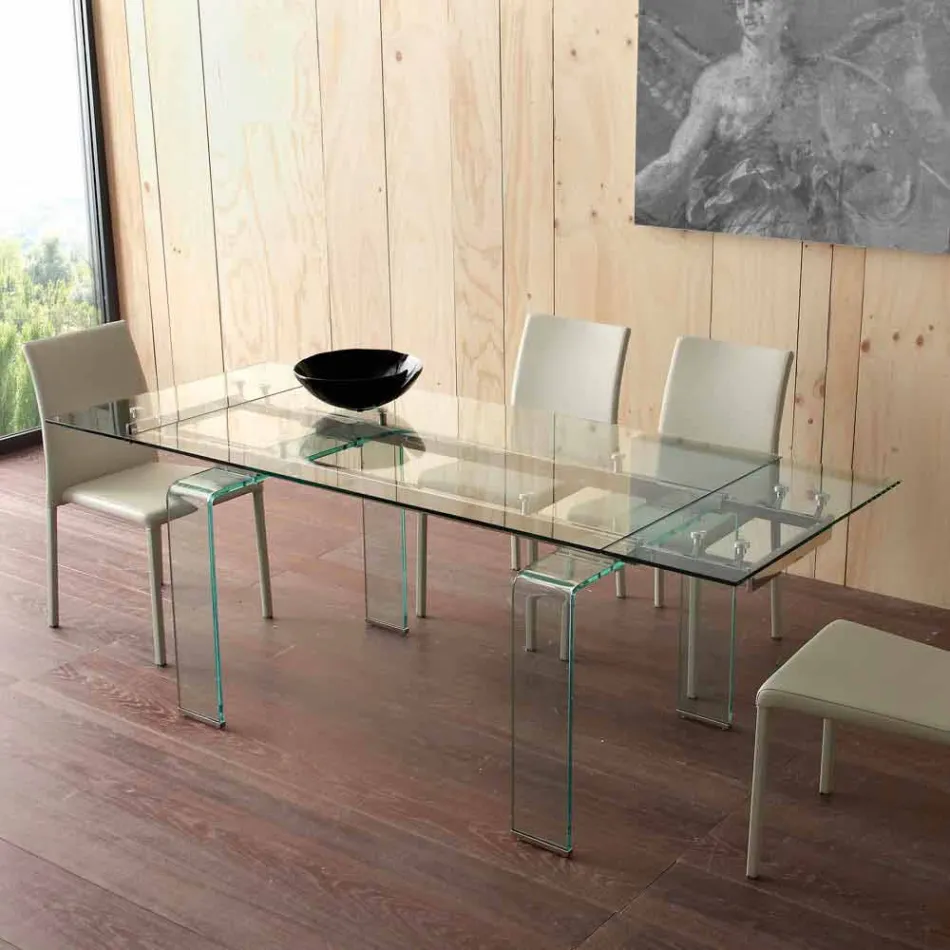 Lord extendable table with tempered glass top Viadurini