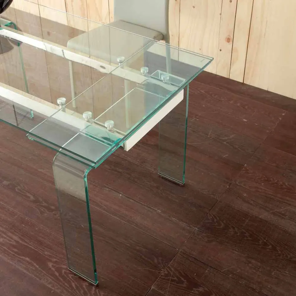 Lord extendable table with tempered glass top Viadurini