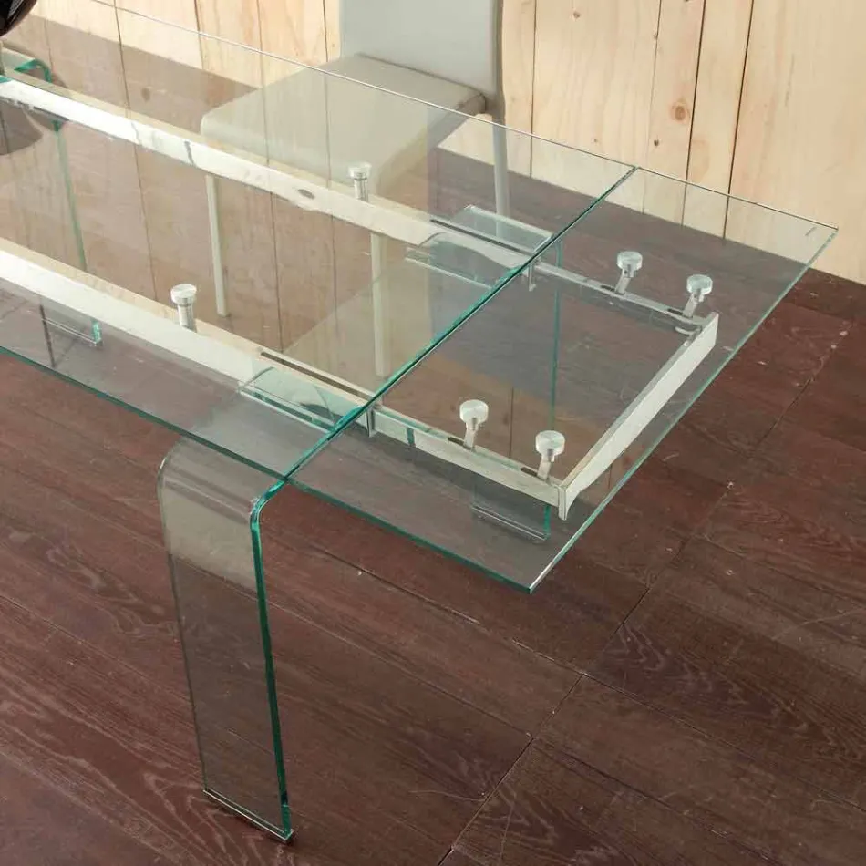 Lord extendable table with tempered glass top Viadurini