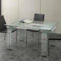 Modern extendable dining table Lord, with tempered glass top