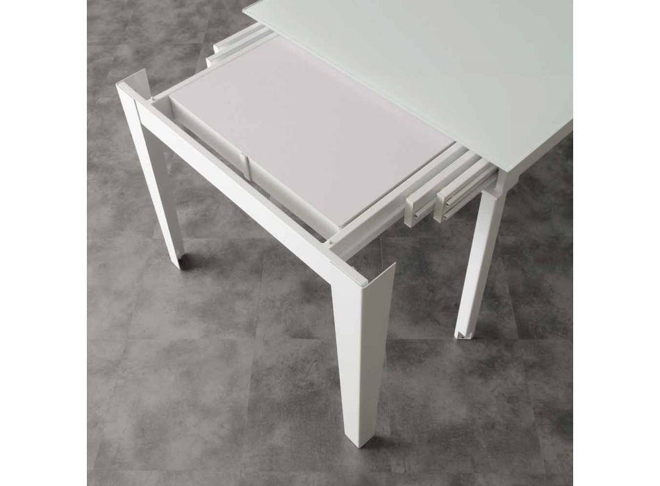 Extendable table with modern tempered glass top Baltimora Viadurini