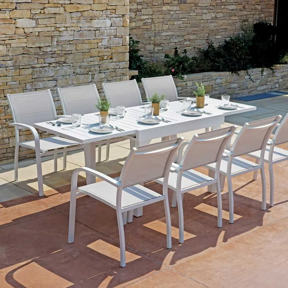 Outdoor Extendable Table with Aluminum Slatted Top - Supernova Viadurini