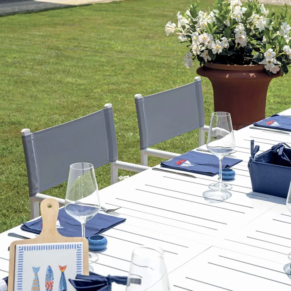 Outdoor Extendable Table with Aluminum Slatted Top - Supernova Viadurini