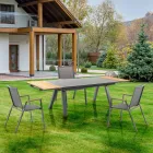 Extendable Outdoor Table in Anthracite Aluminum and Glass Top - Aimer Viadurini