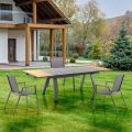 Extendable Outdoor Table in Anthracite Aluminum and Glass Top - Aimer