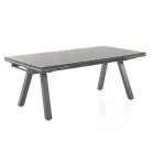 Extendable Outdoor Table in Anthracite Aluminum and Glass Top - Aimer Viadurini
