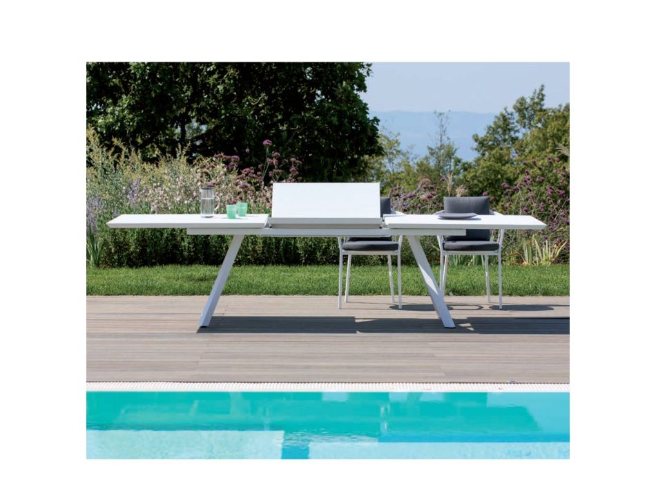 Extendable Garden Table in Galvanized Steel Made in Italy - Brienne Viadurini
