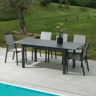 Extendable Garden Table in Aluminum with Slatted Top - Passport Viadurini