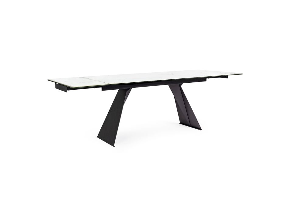 Extendable Dining Table 240 cm Glass and Ceramic Top - Barone Viadurini