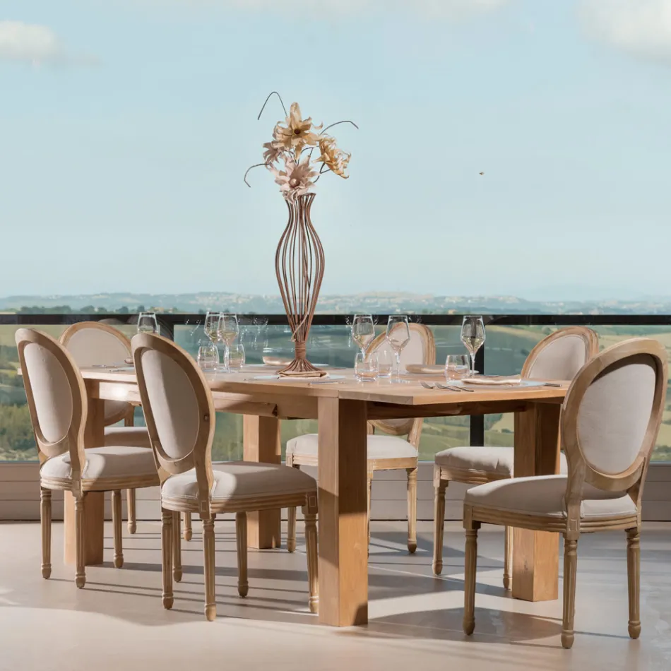 Extendable Living Room Table Made of Solid Teak Wood - Fidia Viadurini