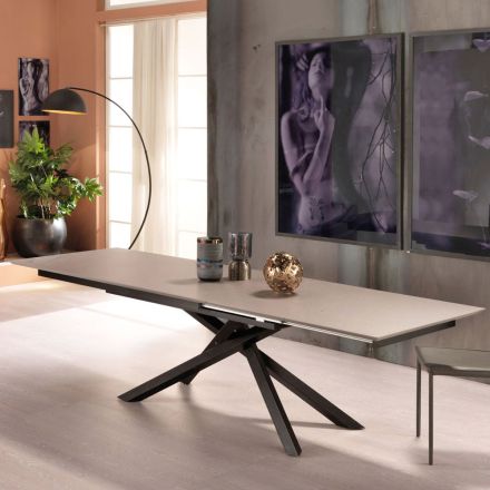 Extendable design table with metal legs, Lucera Viadurini