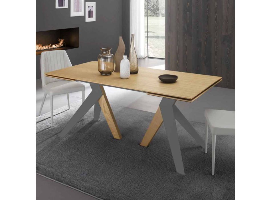 Design extendable table with Daryl oak top, made in Italy Viadurini