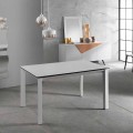 Modern extensible table up to 220 cm white ceramic plan Nosate