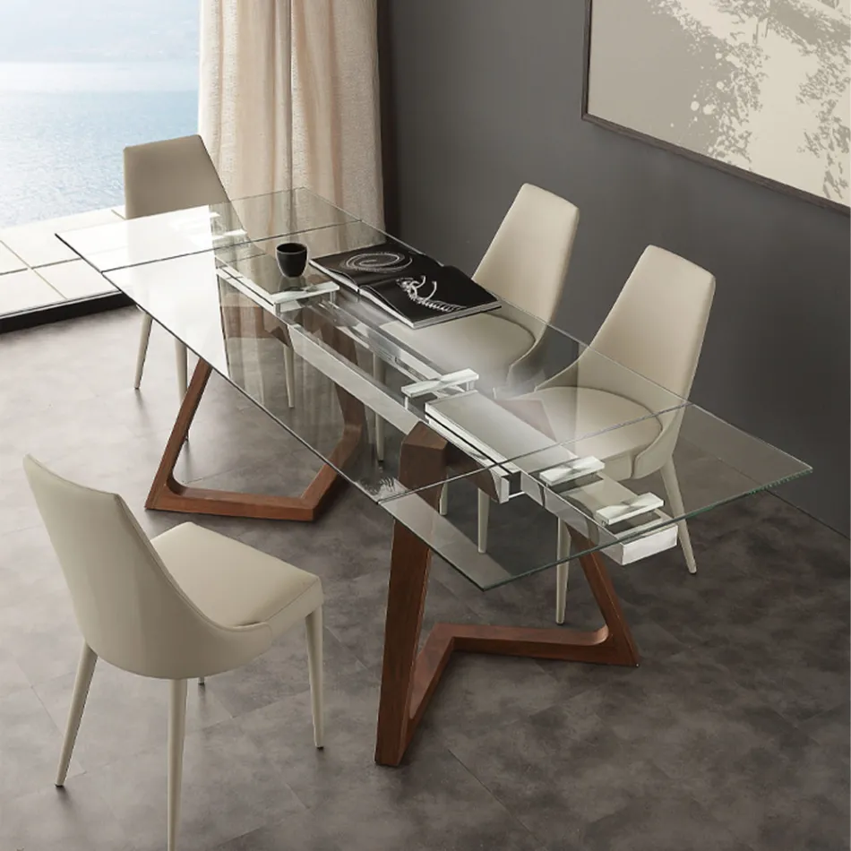 Modern extendable dining table with tempered glass top Iside Viadurini