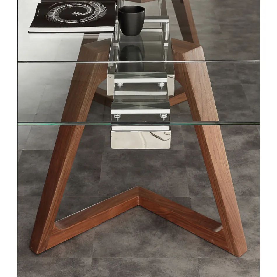 Modern extendable dining table with tempered glass top Iside Viadurini