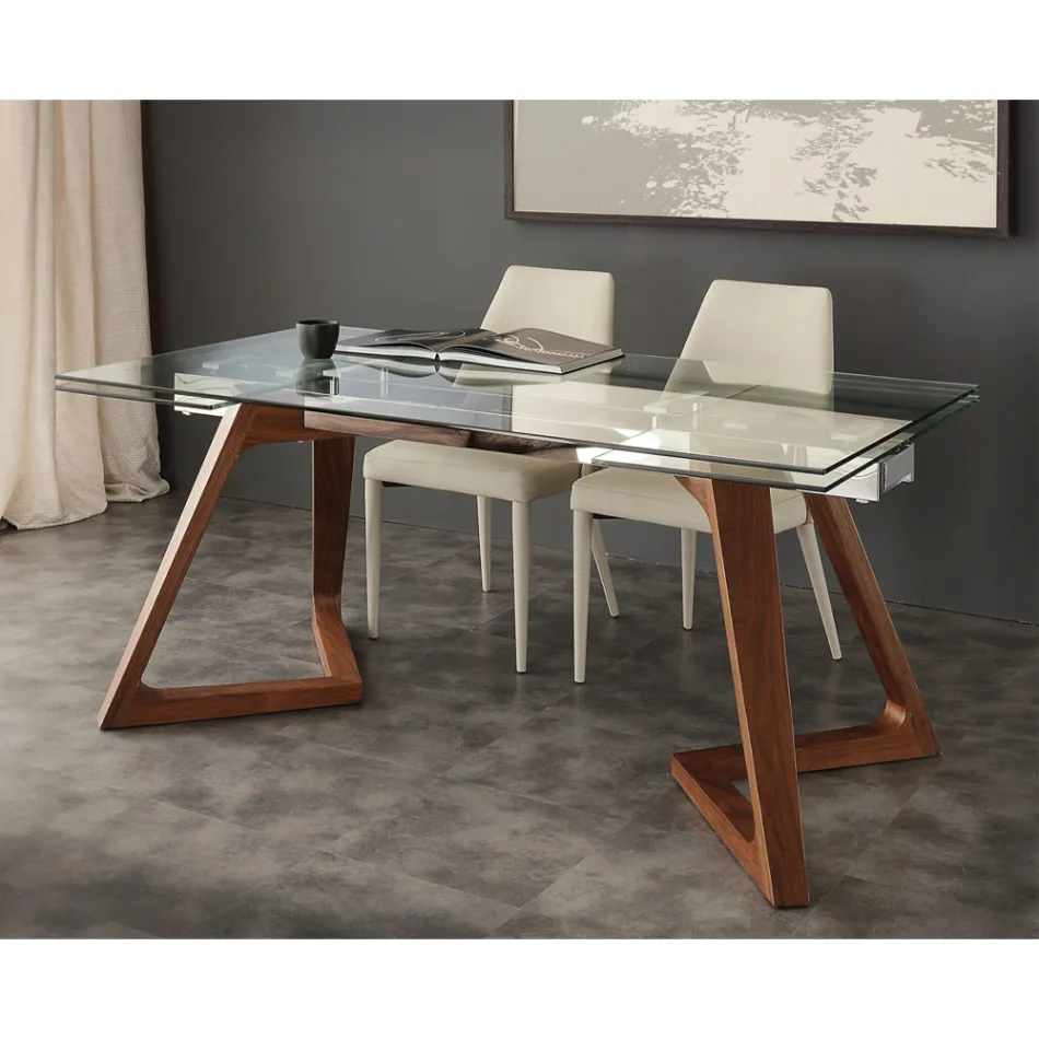 Modern extendable dining table with tempered glass top Iside Viadurini