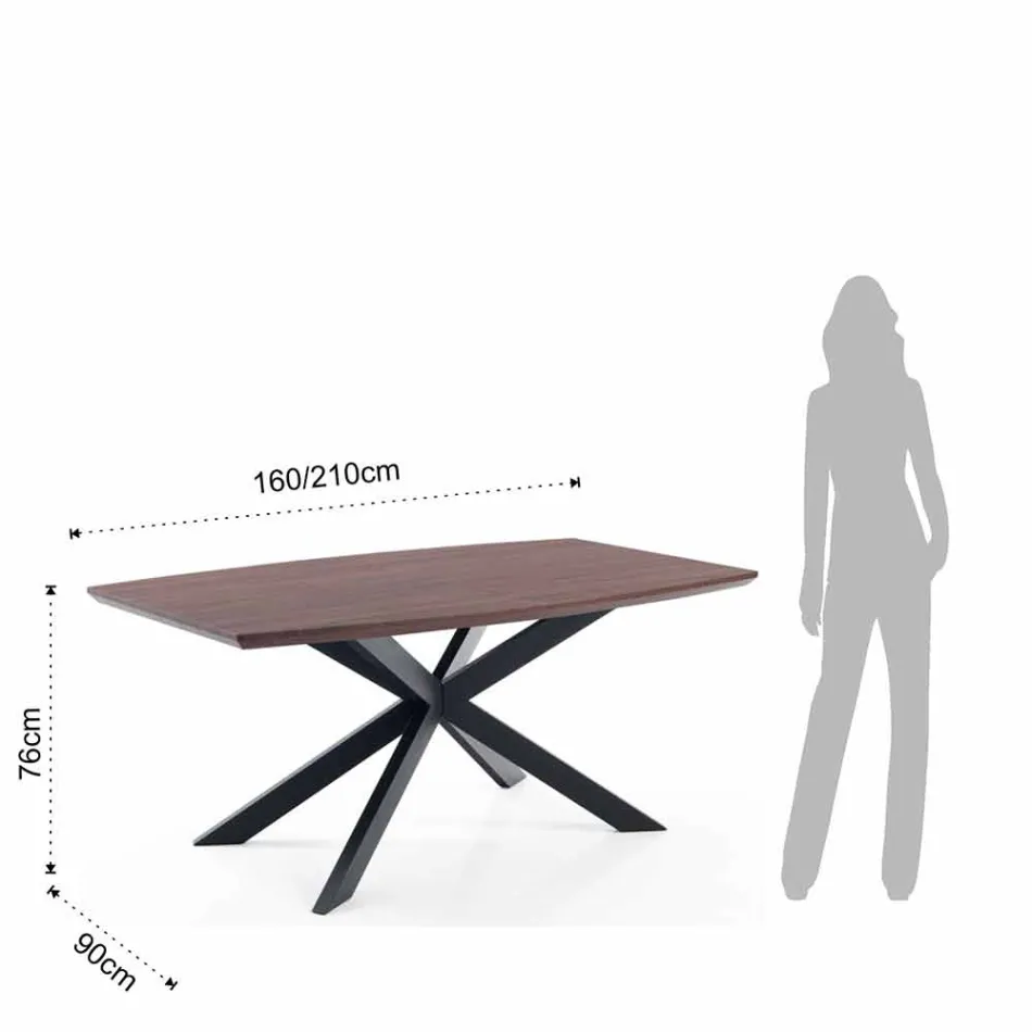 Extendable Design Table in MDF and Metal, Torquato Viadurini