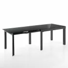 Extendable Design Table in Glass and Metal, Warrior Viadurini