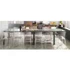 Extendable Design Table in Glass and Metal, Warrior Viadurini