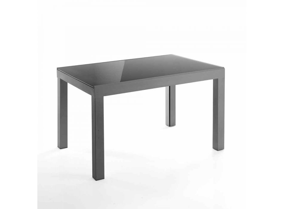 Extendable Design Table in Glass and Metal, Warrior Viadurini