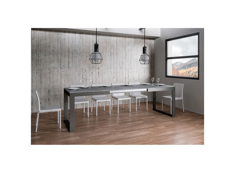 Extendable Table of Modern Design in Melamine Wood - Badesi Viadurini