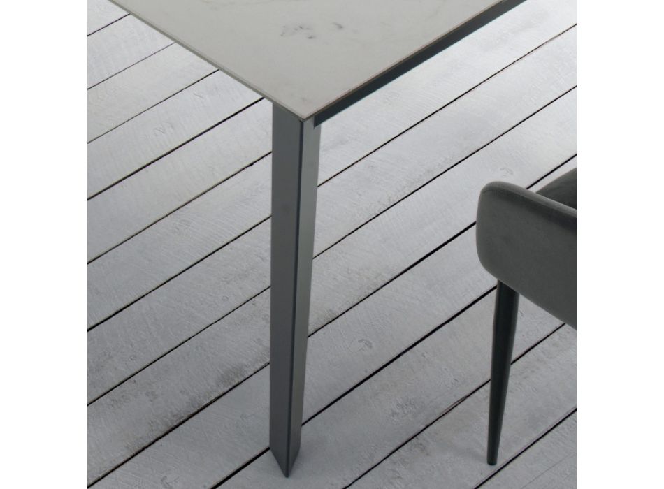 Extendable Table up to 14 Seats in Ceramic and Steel Made in Italy – Seventies Viadurini