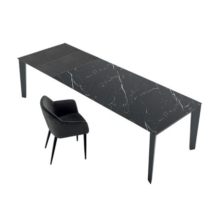 Extendable Table up to 14 Seats in Ceramic and Steel Made in Italy – Seventies Viadurini