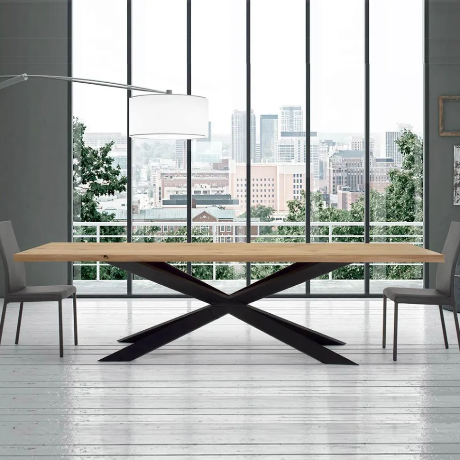 Extendable Table up to 14 Seats in Veneered Wood Made in Italy - Grotta Viadurini
