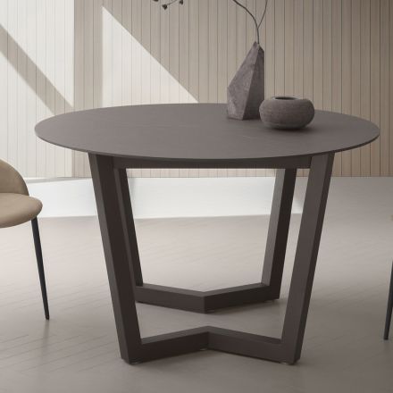 Extendable Table Up to 180 cm Round Hpl Laminated Made in Italy - Bastiano Viadurini