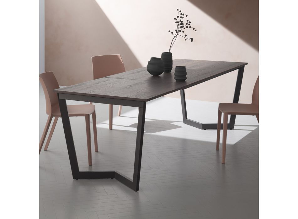 Extendable Table Up to 238 cm Moka Metal and Hpl Made in Italy - Pablito Viadurini