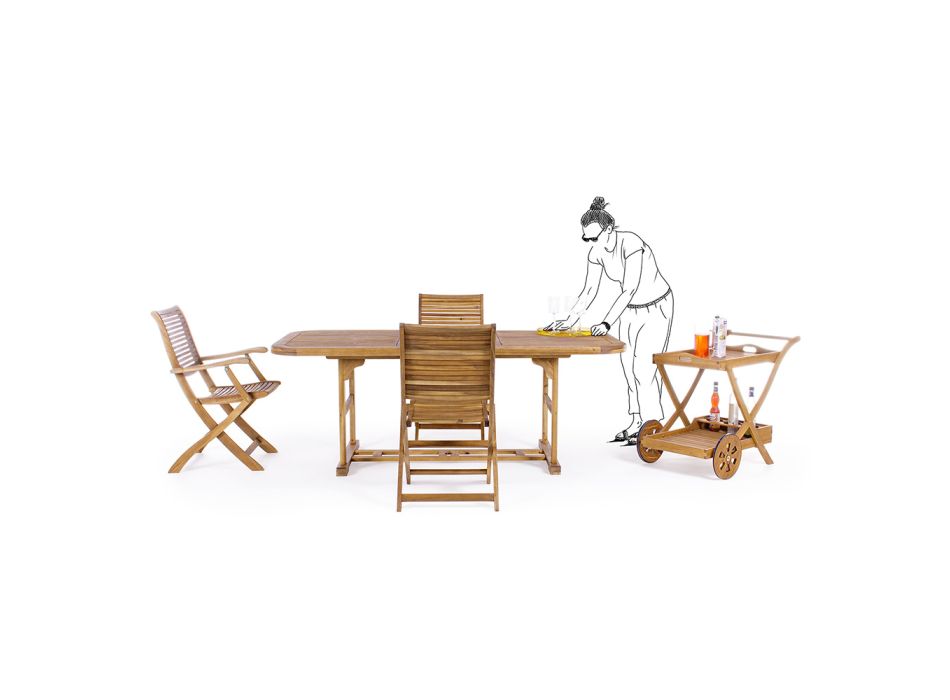 Extendable Wooden Garden Table up to 240 cm, by Design - Roxen Viadurini