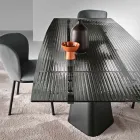 Extendable Table Up to 240 cm in Clear Ribbed Glass Made in Italy - Talete Viadurini