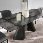 Extendable Table Up to 240 cm in Clear Ribbed Glass Made in Italy - Talete Viadurini