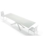 Extendable table up to 278 cm in glass and white steel Made in Italy - Grotta Viadurini