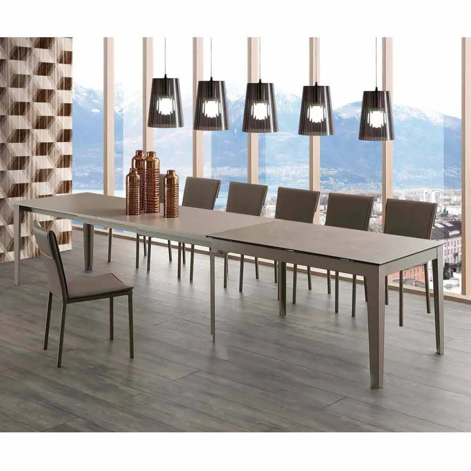 Cagliari extendable table up to 380 cm in glass ceramic and metal Viadurini
