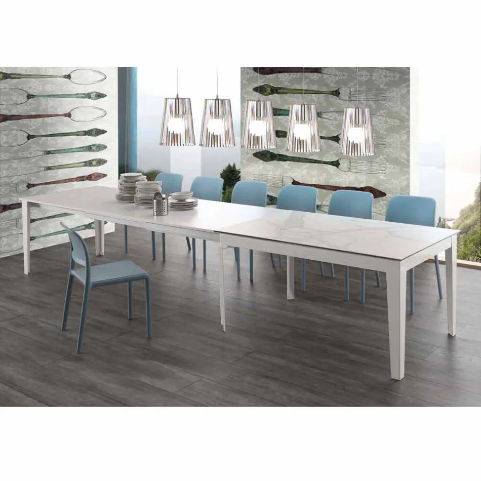 Cagliari extendable table up to 380 cm in glass ceramic and metal Viadurini