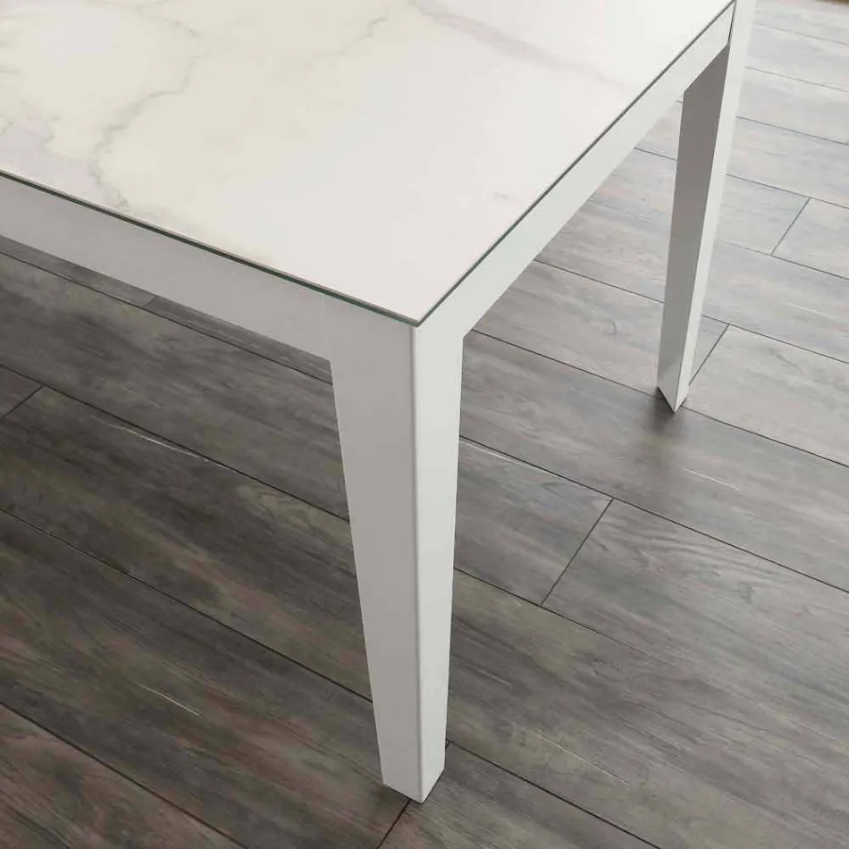 Cagliari extendable table up to 380 cm in glass ceramic and metal Viadurini
