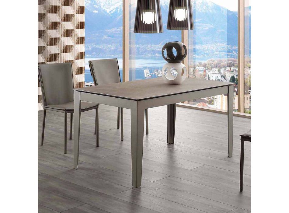Cagliari extendable table up to 380 cm in glass ceramic and metal Viadurini