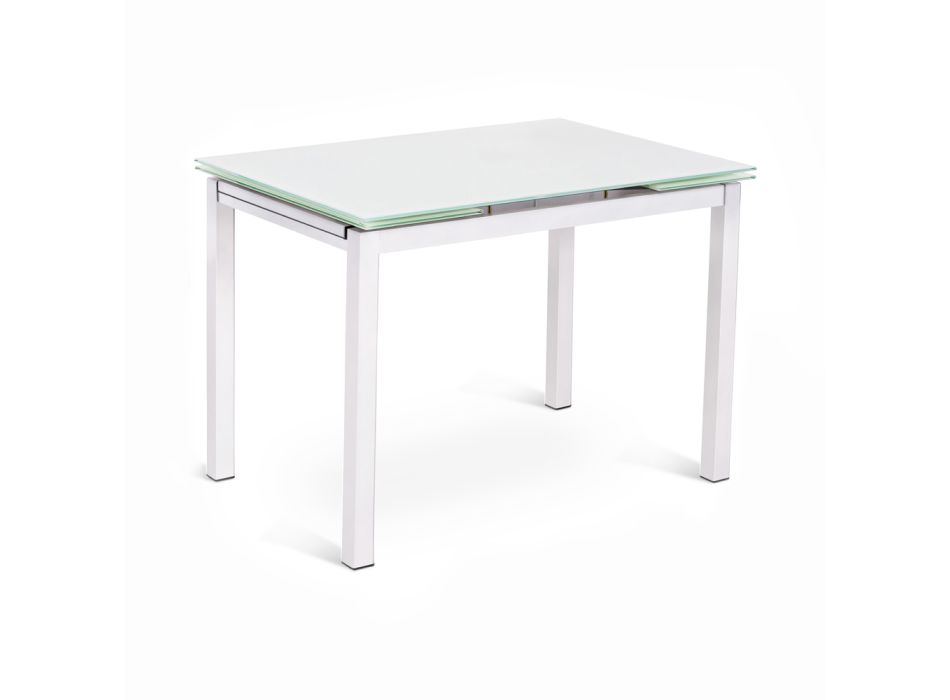 Extendable table up to 170 cm with glass top and metal base - Apple Viadurini